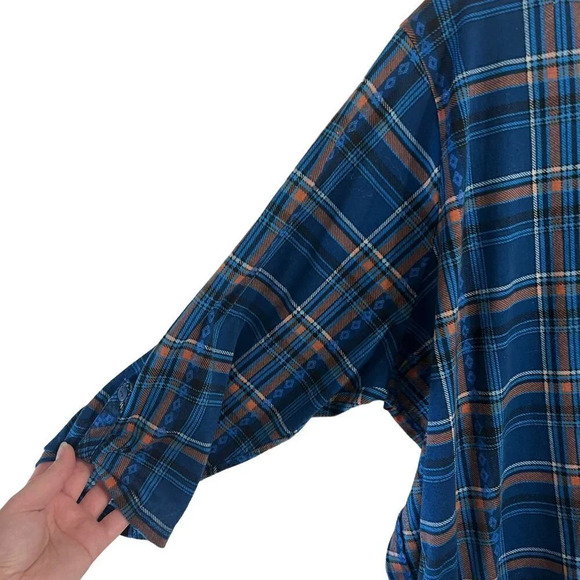 I.B. Diffusion Plaid Blouse Plus Size 3X Multicolor V Neck 3/4 Sleeves Fall Top - Picture 4 of 5